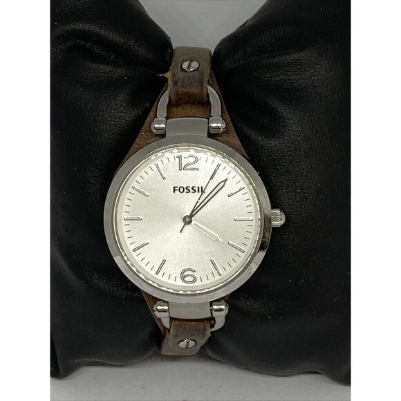 Fossil Georgia ES3060 Women Brown Leather Analog Dial Quartz Genuine Watch KS734 - Picture 1 of 12